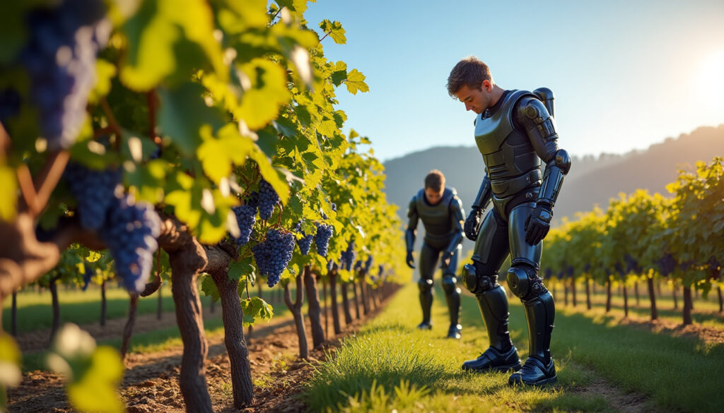 découvrez comment l’utilisation des exosquelettes révolutionne les vendanges : amélioration des conditions de travail, réduction de la fatigue et gain de productivité pour les travailleurs viticoles.
