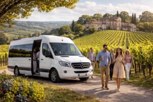 organisez vos circuits œnologiques inoubliables avec wine tours france et profitez du confort des minibus mercedes sprinter pour explorer les vignobles bordelais en toute sérénité.