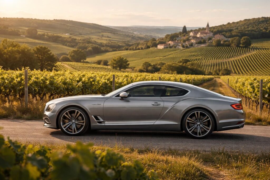 partez à la découverte des vignobles français au volant d'une somptueuse bentley continental gt. alliez luxe, confort et dégustation lors d'un wine touring inoubliable en voiture de prestige.